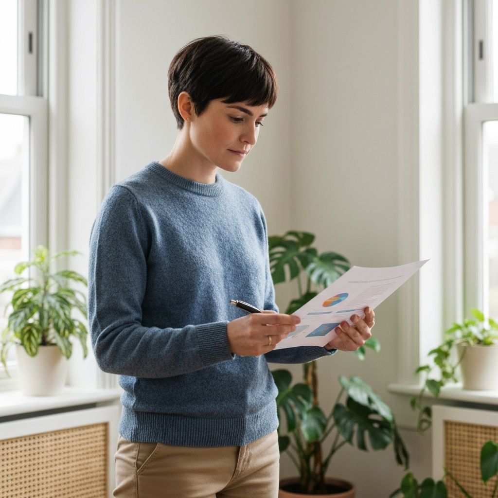 Person in natural light space with plants, thoughtfully considering information